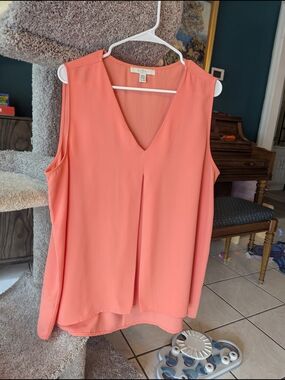 Fever Coral V-Neck Sleeveless Blouse